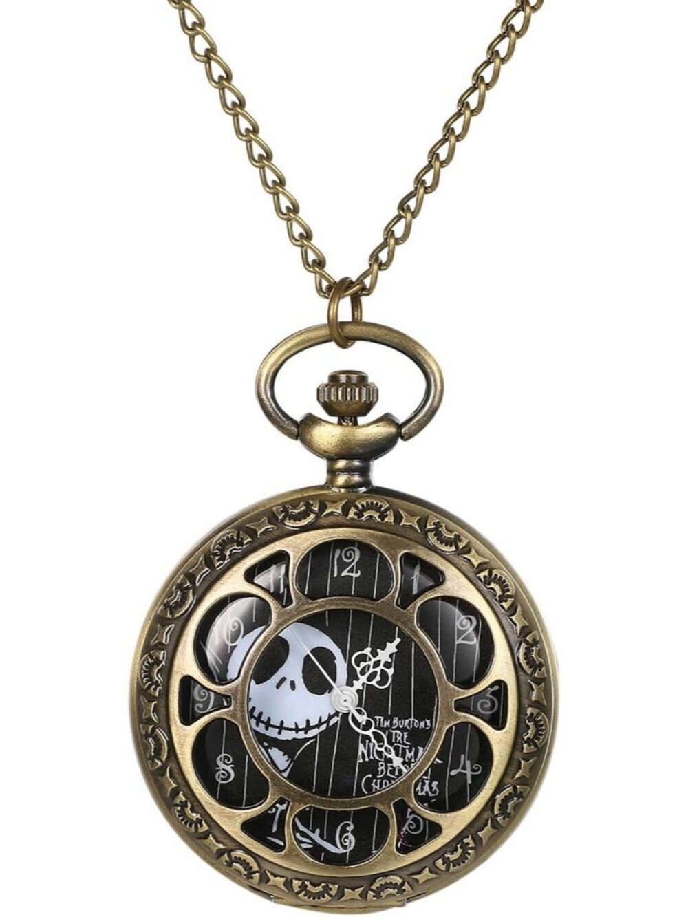 Unisex Gold Analog Christmas Antique Quartz Pendant Hollow Necklace Pocket Watch